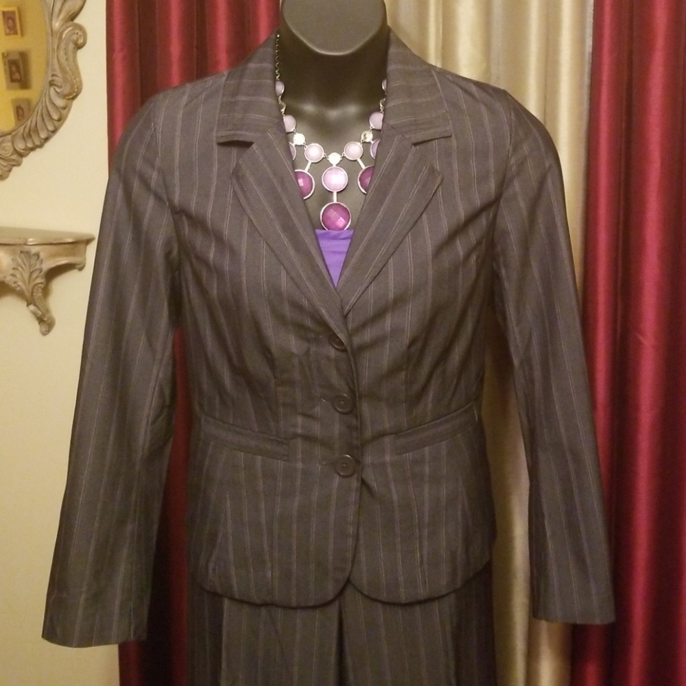 Lane Bryant Gray Pinstripe Blazer